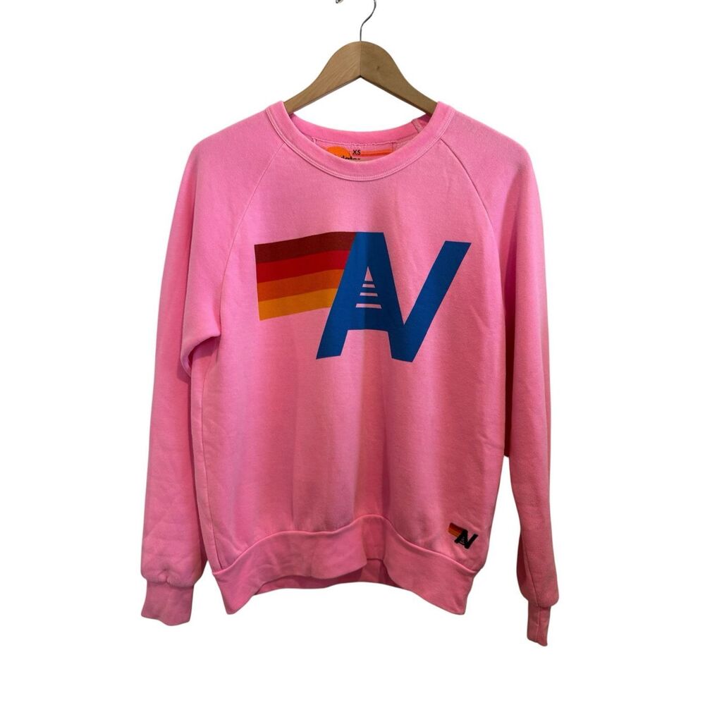 Aviator Nation Logo Pink Crewneck Sweatshirt Size XS
